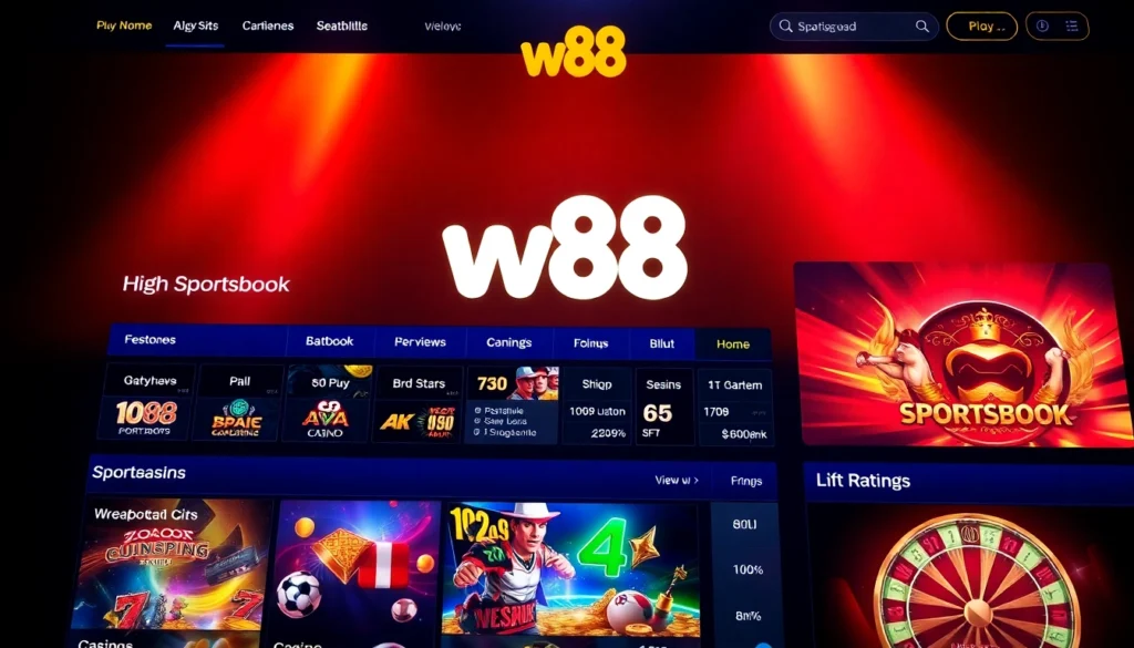 Engaging w88 online casino platform showcasing sportsbook and live betting features for seamless gaming experience.