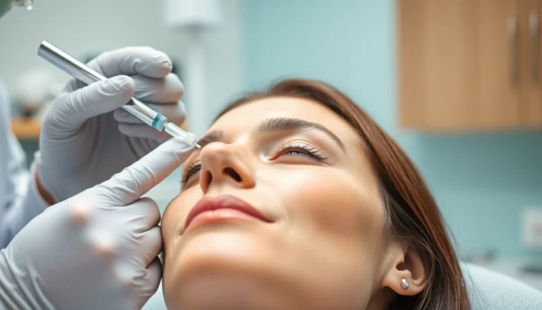 Patient receiving Botox Behandlung for wrinkle reduction with careful attention and a gentle touch.