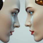 Person playing human or not game, trying to distinguish AI from human responses in a real-time chat environment, highlighting discernment skills.