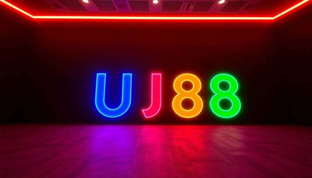 Dynamic UU88 online gaming platform with neon-lit elements and a modern interface design for engaging users.