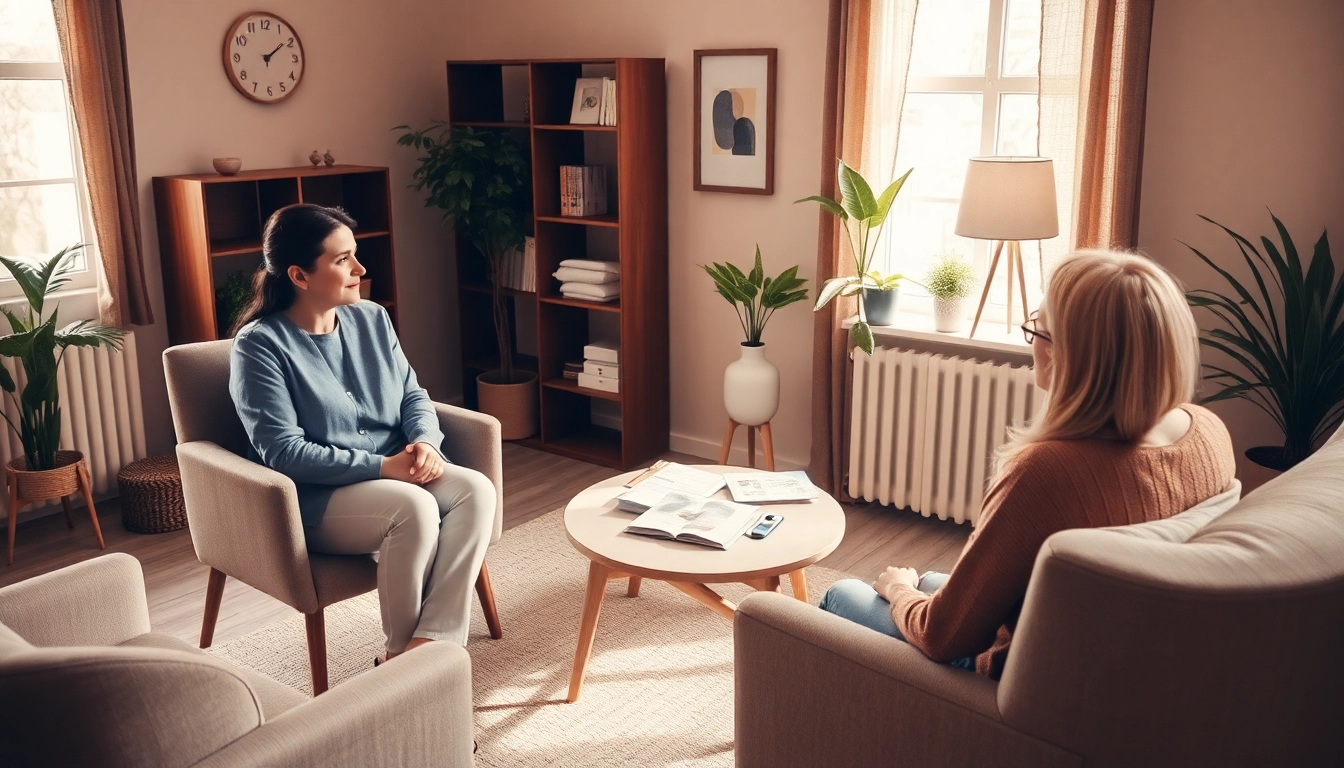Psycholog Lublin providing supportive therapy in a welcoming office environment, helping clients improve mental well-being.