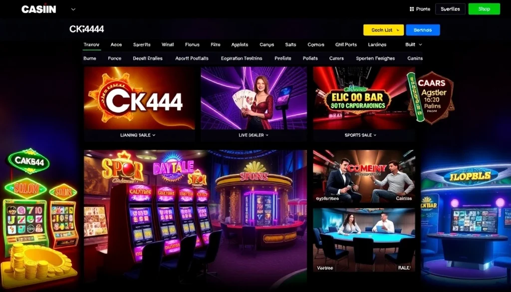 Engaging image showcasing ck4444 online gaming platform with slots, live dealer, and sports betting for immersive user experience.