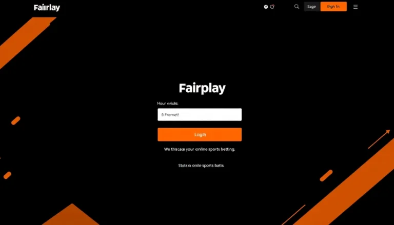 Fairplay login interface with vibrant orange and black theme, modern design, and prominent action buttons for seamless betting access.