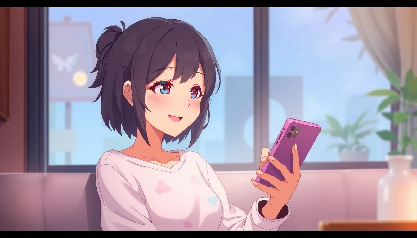 Engage in an authentic Ai girlfriend chat with a friendly, anime-style virtual companion in a cozy, digital environment, emphasizing emotional connection and conversation flow.