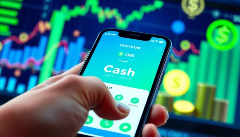 Close-up of a smartphone with Cash App interface, financial charts in the background, symbolizing digital financial management.