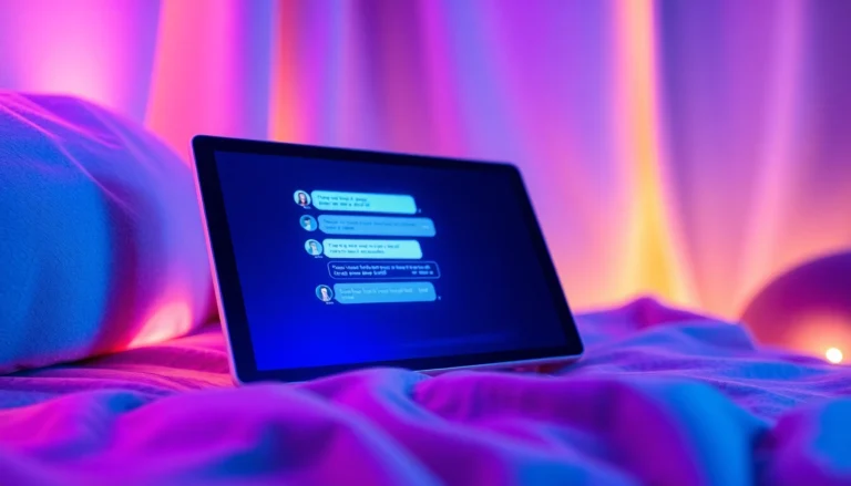 A modern digital device displaying an AI chat conversation in a cozy, futuristic setting.