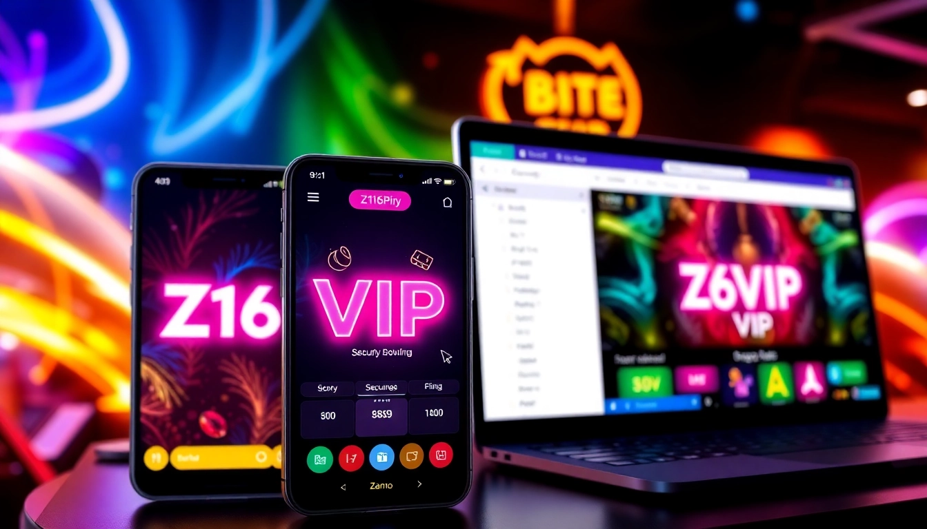 Z16VIP online casino platform with vibrant graphics, highlighting security and user engagement, designed for seamless mobile and desktop experiences.