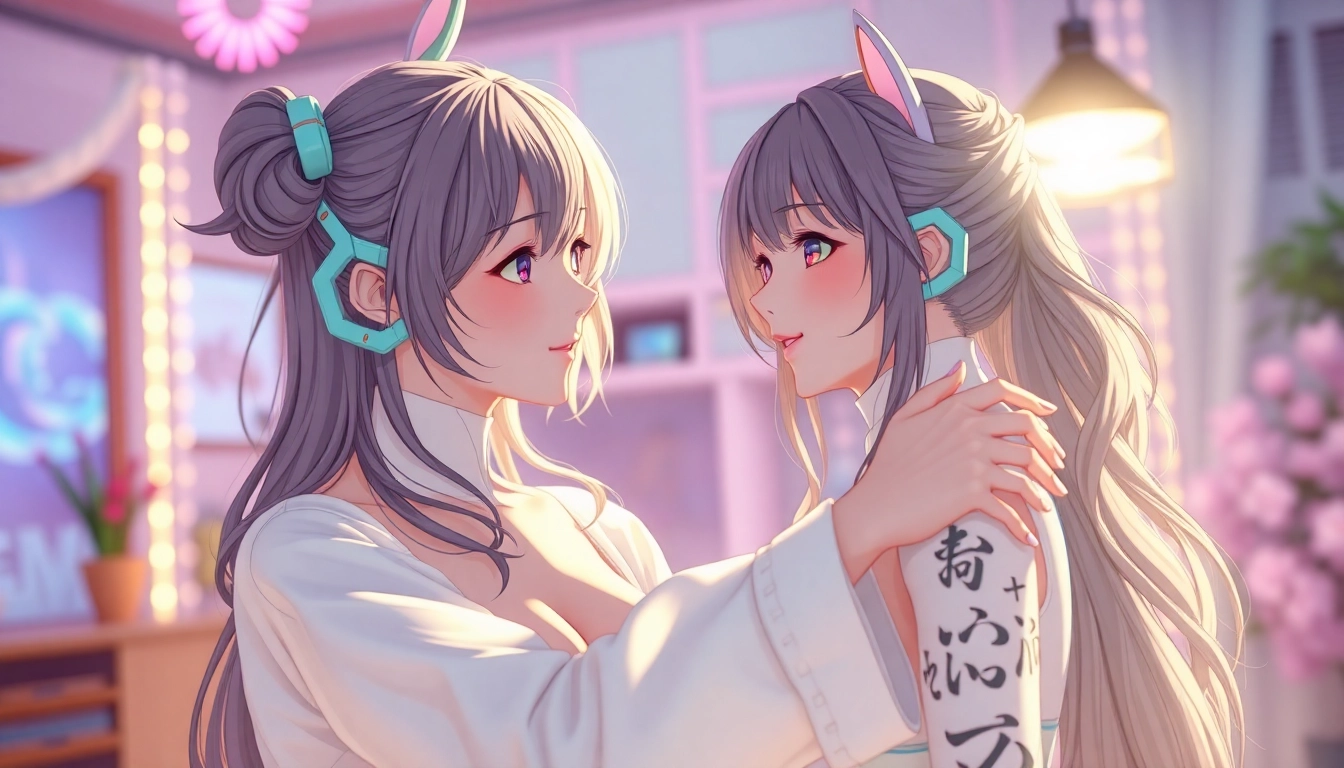 Hentai AI virtual companion engaging in interactive roleplay with detailed artwork and lifelike expressions, showcasing customizable features for users.