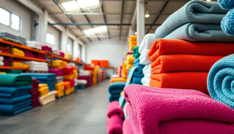 Leading towels manufacturer in Australia displaying premium quality towels in a spacious, modern facility for global clients.