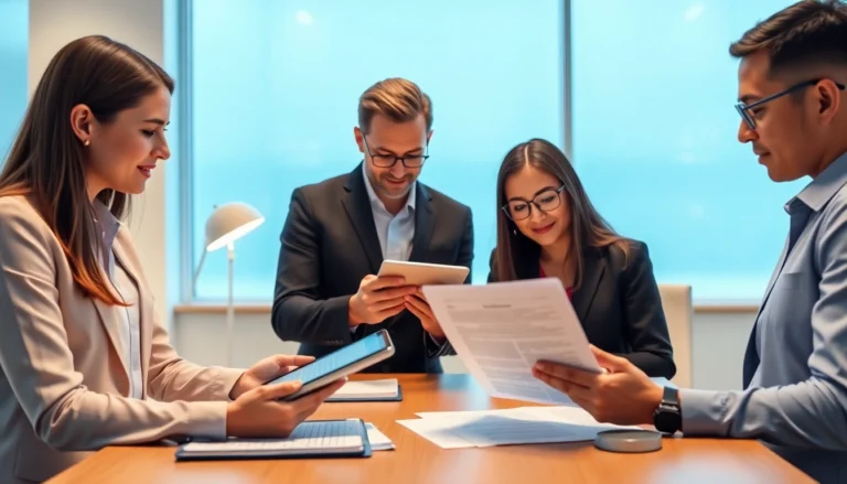 KJC legal team reviewing documents in a modern office environment to emphasize professionalism