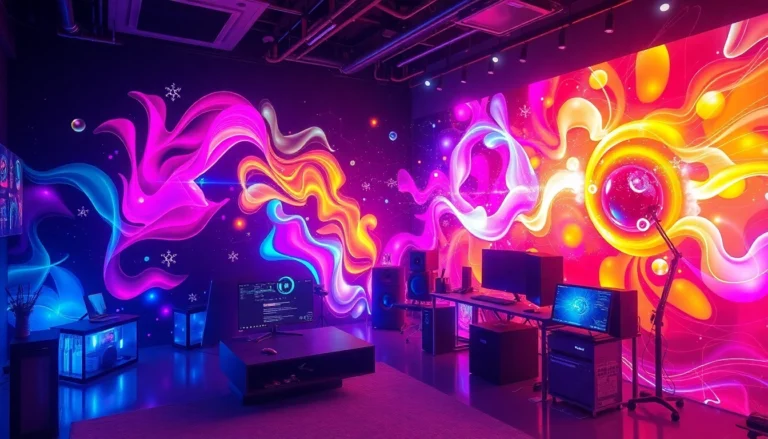 Dynamic scene of an AI artist creating vibrant images with no restrictions on the ai image generator no restrictions, highlighting freedom and creativity for users.