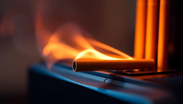 Heets sigara in a stylish device showing the heated tobacco sticks with a modern aesthetic and clear branding.