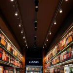Premium Liqors Birmingham displayed on elegant shelves in a well-lit modern store, inviting and