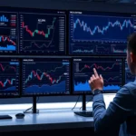 Trading view platform displaying real-time trading charts and analytics for active traders