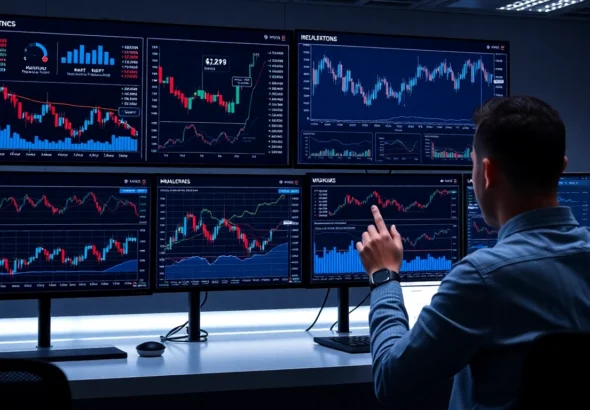 Trading view platform displaying real-time trading charts and analytics for active traders