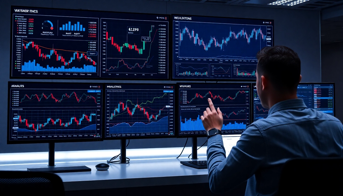 Trading view platform displaying real-time trading charts and analytics for active traders
